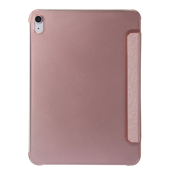 For iPad 2025 / 2022 Silk Texture Three-fold Horizontal Flip Leather Tablet Case(Rose Gold)
