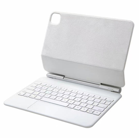 For iPad Air 5 / 4 10.9 inch P10 Bluetooth Keyboard Leather Case with Touch Pad(White)