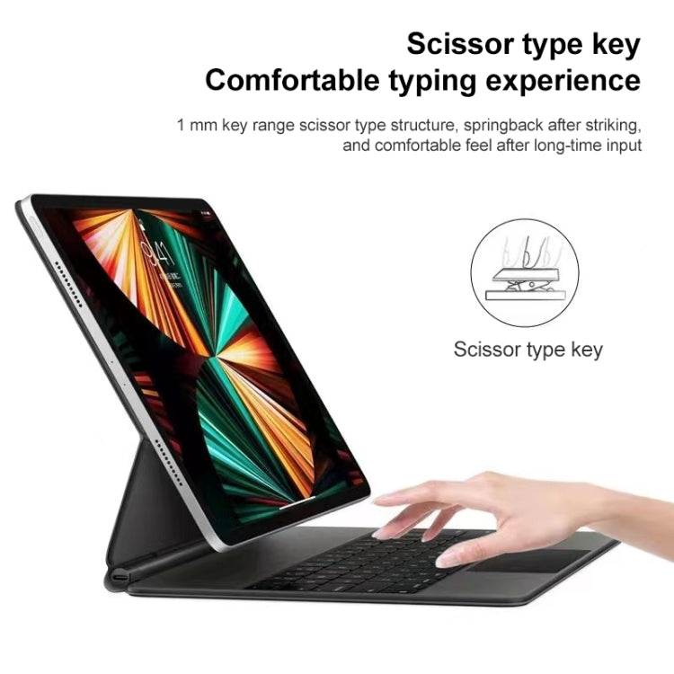 For iPad Air 5 / 4 10.9 inch P10 Bluetooth Keyboard Leather Case with Touch Pad(White)