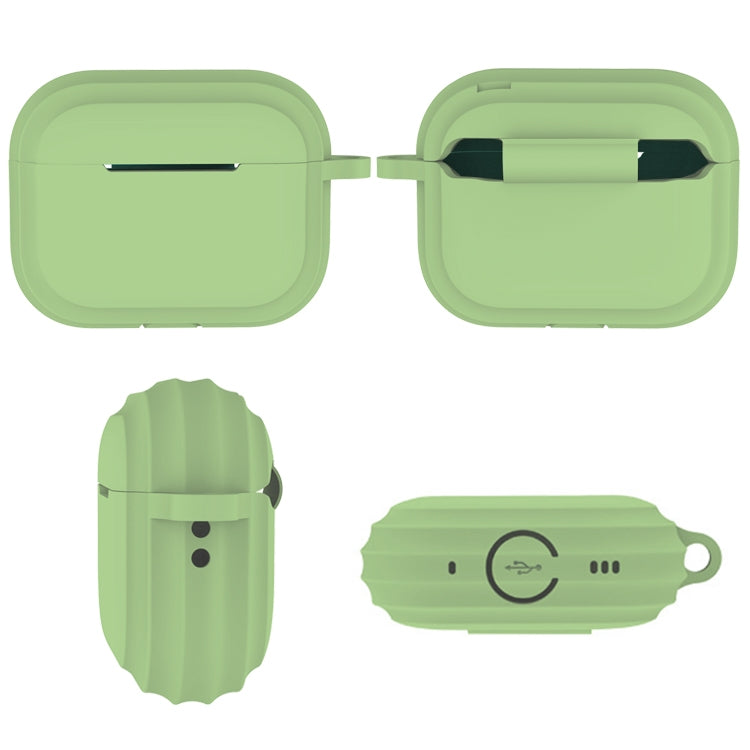 For AirPods Pro 2 Striped Shockproof Earphone Case(Yellow)