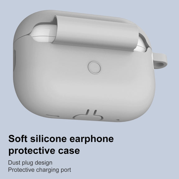 For AirPods Pro 2 Thickened One-piece Shockproof Earphone Case(Light Grey)