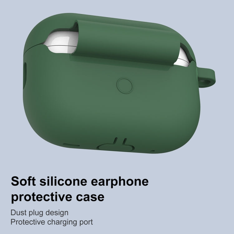 For AirPods Pro 2 Thickened One-piece Shockproof Earphone Case(Pine Green)