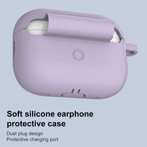 For AirPods Pro 2 Thickened One-piece Shockproof Earphone Case(Lavender Purple)
