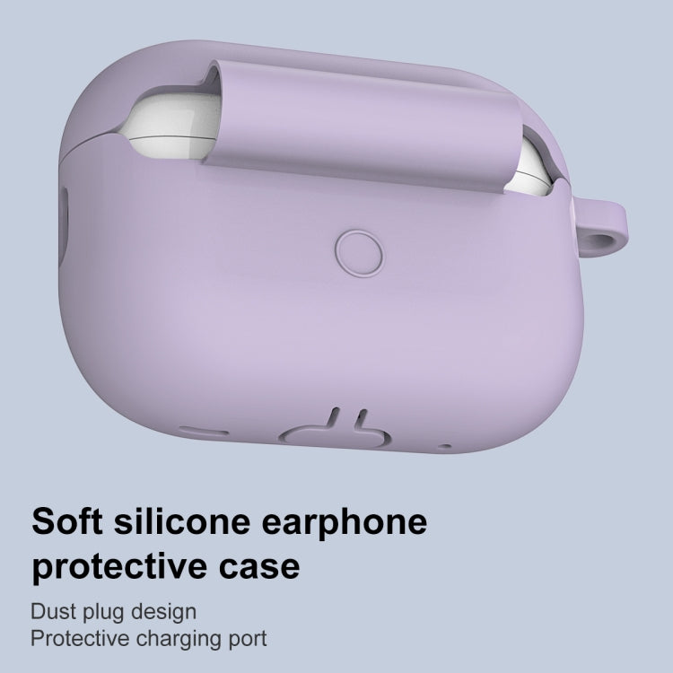 For AirPods Pro 2 Thickened One-piece Shockproof Earphone Case(Lavender Purple)