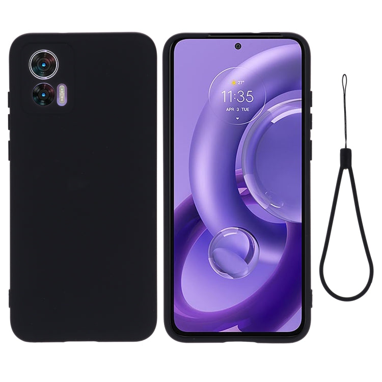 For Motorola Edge 30 Lite 5G / 30 Neo 5G Pure Color Liquid Silicone Shockproof Phone Case(Black)