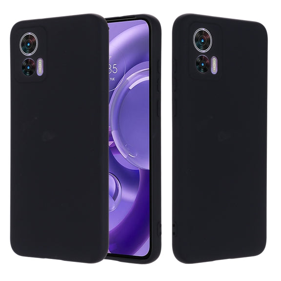For Motorola Edge 30 Lite 5G / 30 Neo 5G Pure Color Liquid Silicone Shockproof Phone Case(Black)