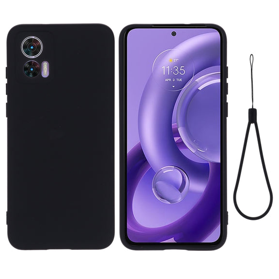 For Motorola Edge 30 Lite 5G / 30 Neo 5G Pure Color Liquid Silicone Shockproof Phone Case(Black)