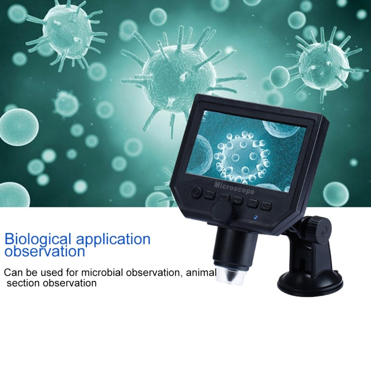 G600 600X 3.6MP 4.3 inch HD LCD Display Portable Digital Microscope, Plug:EU Plug
