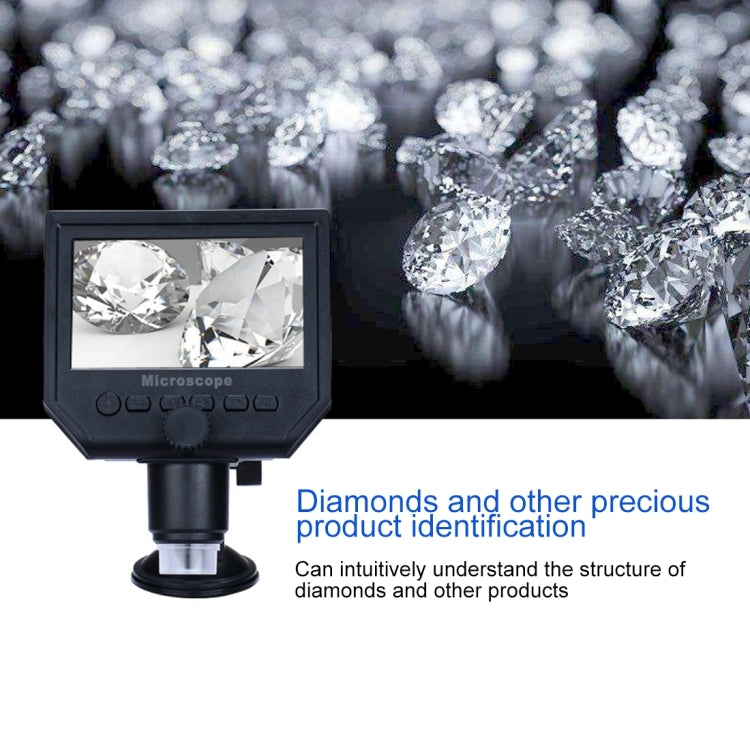 G600 600X 3.6MP 4.3 inch HD LCD Display Portable Digital Microscope, Plug:UK Plug