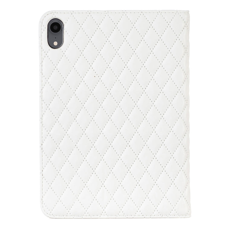 For iPad mini 6 Elegant Rhombic Texture Horizontal Flip Leather Tablet Case(White)