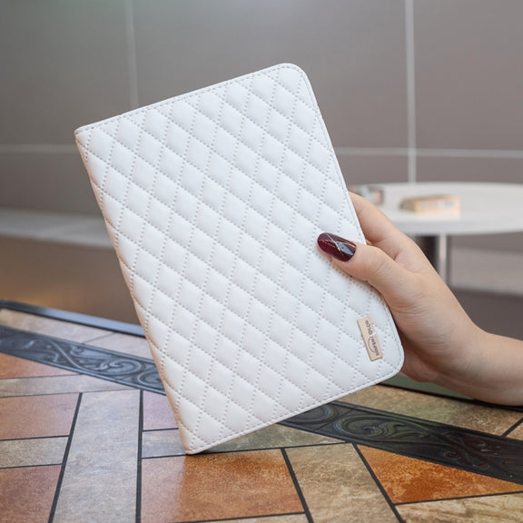 For iPad mini 6 Elegant Rhombic Texture Horizontal Flip Leather Tablet Case(White)