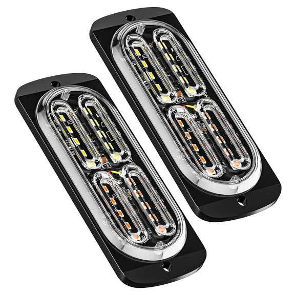 2pcs DC12-24V 3.2W Car 20LED Ultra-thin Strobe Light(White + Yellow Light)
