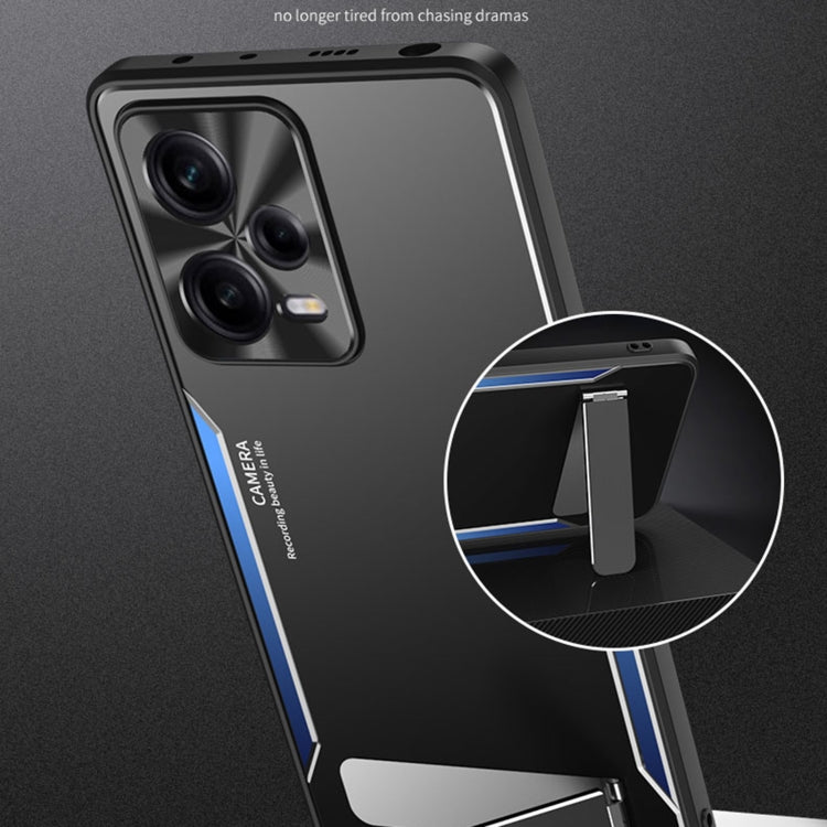 For Xiaomi Redmi Note 12 Pro+ China Blade Series TPU + Titanium Alloy Phone Case with Holder(Black Gold)