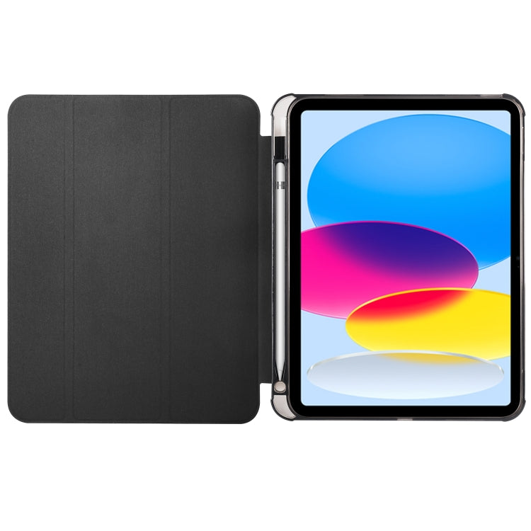 For iPad 10th Gen 10.9 2022 Four-corner Airbag Shockproof Three-fold Tablet Leather Case(Black)