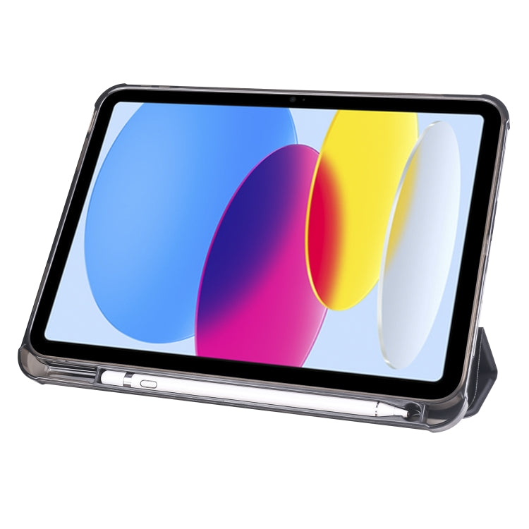 For iPad 10th Gen 10.9 2022 Four-corner Airbag Shockproof Three-fold Tablet Leather Case(Black)