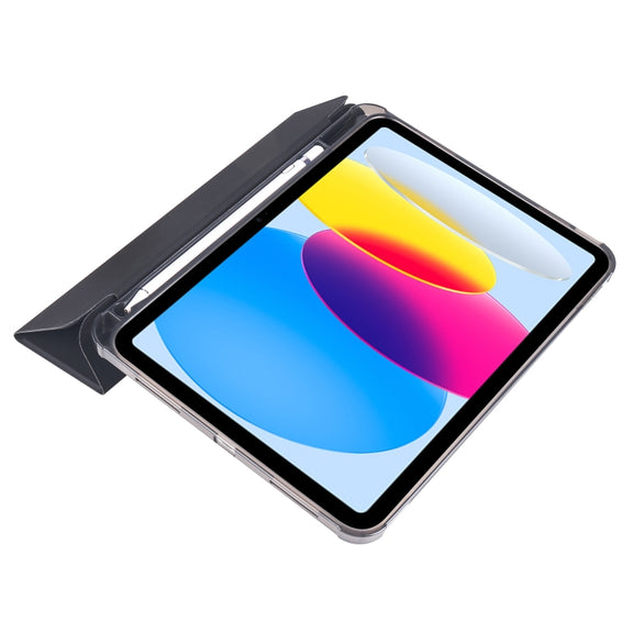 For iPad 10th Gen 10.9 2022 Four-corner Airbag Shockproof Three-fold Tablet Leather Case(Black)
