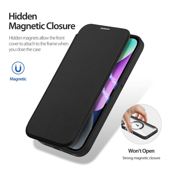 For iPhone 14 / iPhone 13 DUX DUCIS Skin X Pro Series Magsafe PC + TPU Phone Leather Case(Black)