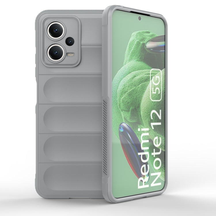 For Xiaomi Redmi Note 12 5G /  Note 12 5G India Magic Shield TPU + Flannel Phone Case(Grey)
