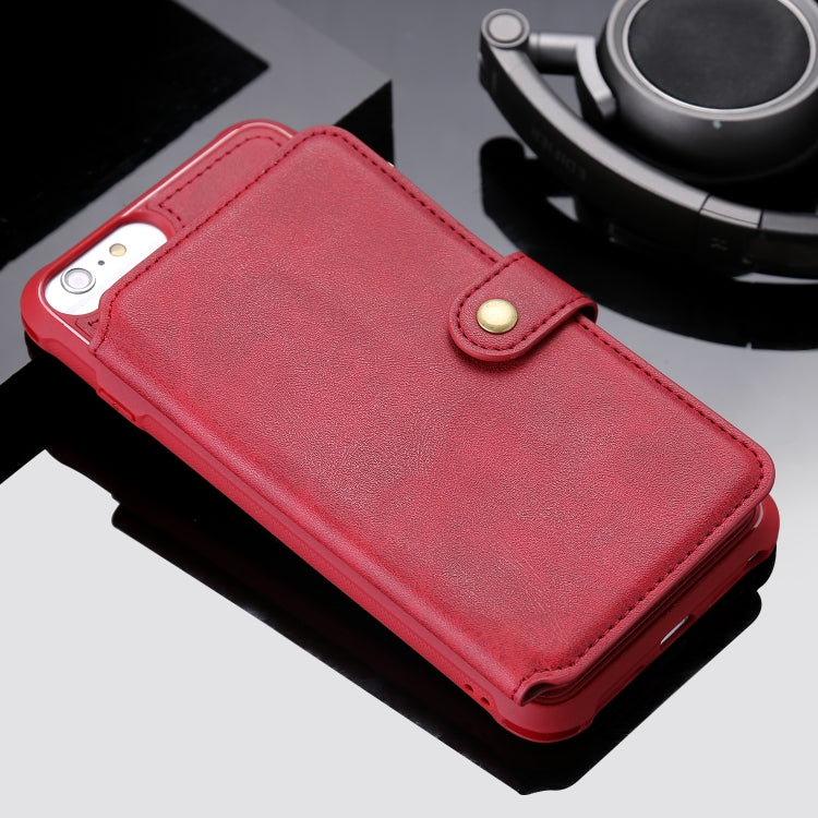 For iPhone 7 Plus / 8 Plus Zipper Shockproof Protective Case with Card Slots & Bracket & Photo Holder & Wallet Function(Red)