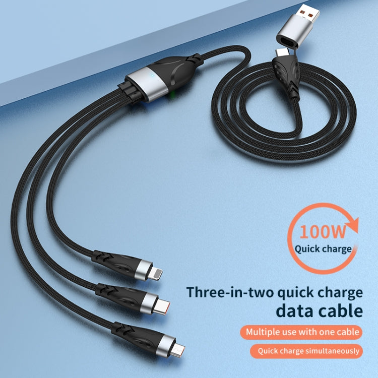 ADC-008 100W USB/Type-C to Type-C + 8 Pin + Micro USB Two to Three Fully Compatible Fast Charge Data Cable, Length:2m