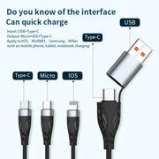 ADC-008 100W USB/Type-C to Type-C + 8 Pin + Micro USB Two to Three Fully Compatible Fast Charge Data Cable, Length:2m
