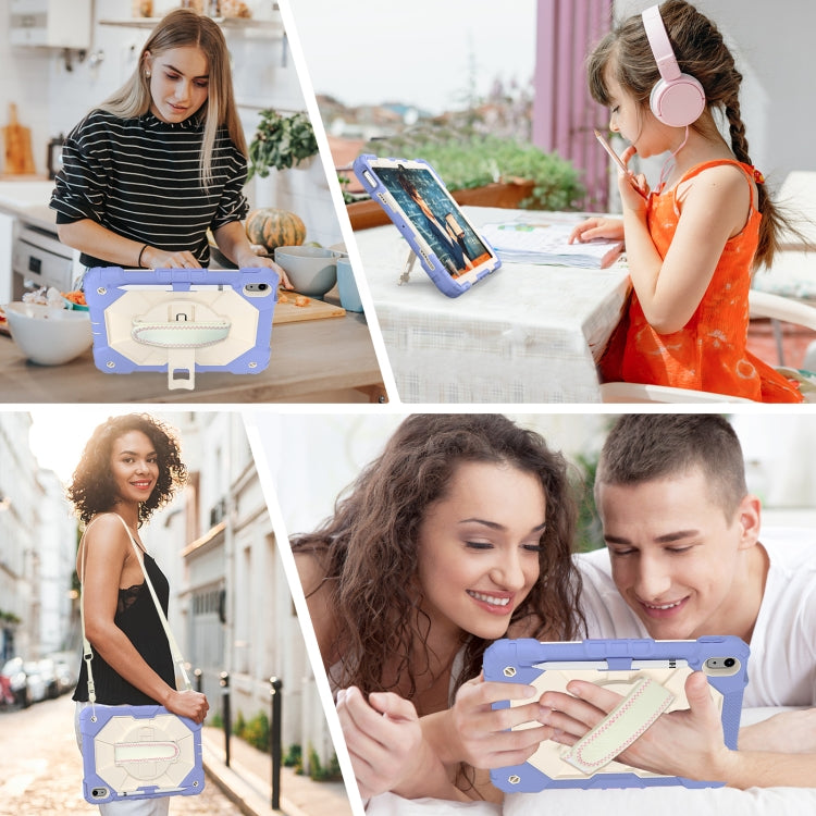 For iPad 2025 / 2022 Contrast Color Robot Shockproof Silicon + PC Tablet Protective Case(Purple beige)