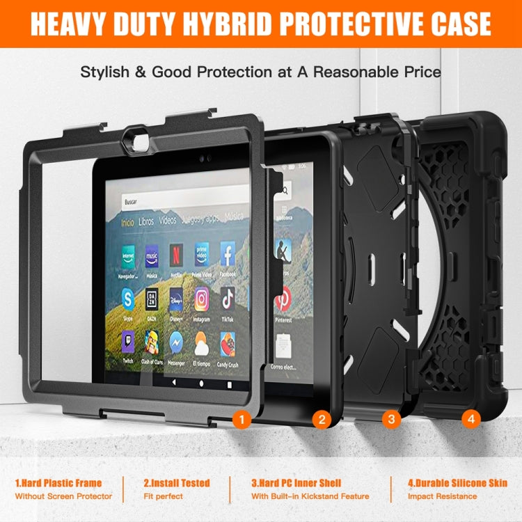 For Amazon Fire HD 8 2022 Hard PC Soft Silicone Full Body Protective Tablet Case(Black)