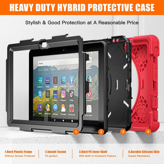 For Amazon Fire HD 8 2022 Hard PC Soft Silicone Full Body Protective Tablet Case(Red)