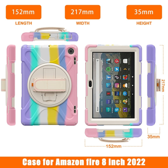 For Amazon Fire HD 8 2022 Hard PC Soft Silicone Full Body Protective Tablet Case(Colorful Pink)
