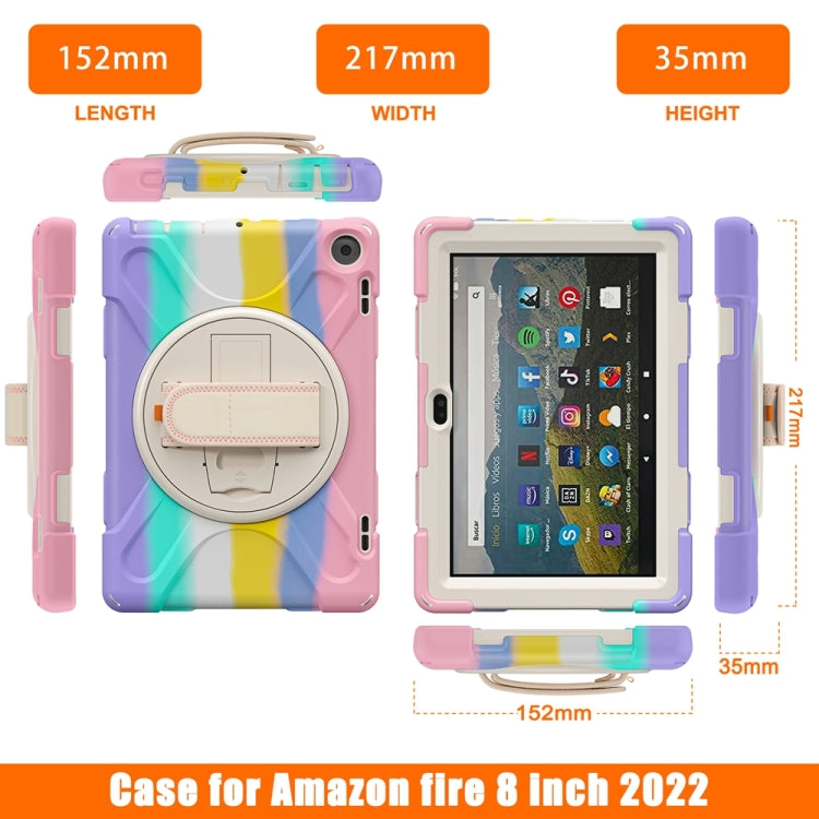 For Amazon Fire HD 8 2022 Hard PC Soft Silicone Full Body Protective Tablet Case(Colorful Pink)