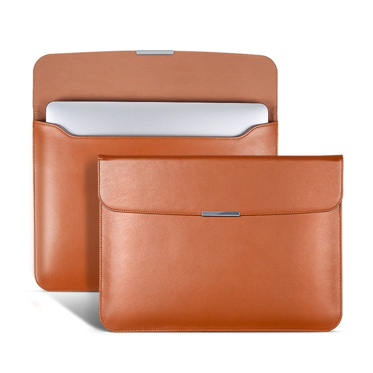 For 13.3 / 13.6 / 14 inch Laptop Ultra-thin Leather Laptop Sleeve(Brown)