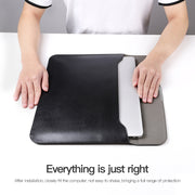 For 15 / 15.4 / 16 inch Laptop Ultra-thin Leather Laptop Sleeve(Black)