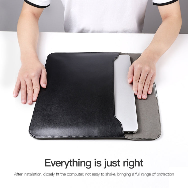 For 15 / 15.4 / 16 inch Laptop Ultra-thin Leather Laptop Sleeve(Black)