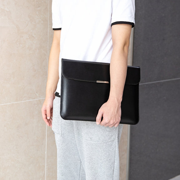 For 15 / 15.4 / 16 inch Laptop Ultra-thin Leather Laptop Sleeve(Black)