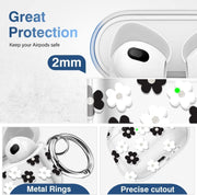For AirPods 3 Glitter Four-color Flower Earphone Protective Case(Black White)