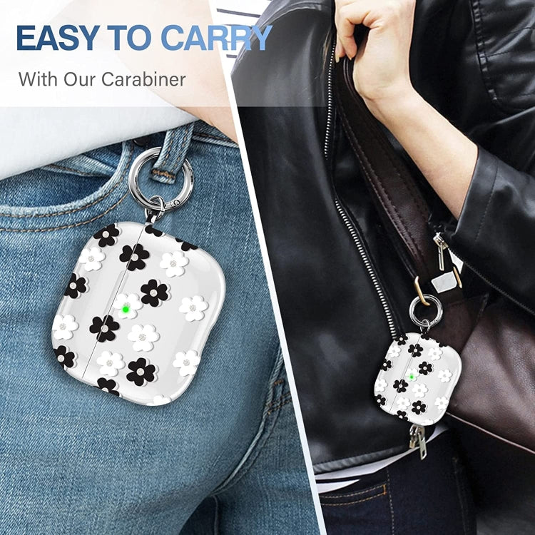 For AirPods 3 Glitter Four-color Flower Earphone Protective Case(Black White)