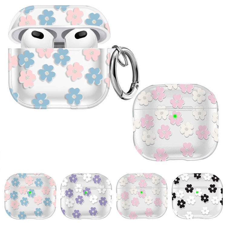 For AirPods 3 Glitter Four-color Flower Earphone Protective Case(Black White)
