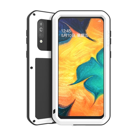 For Galaxy A40s LOVE MEI Metal Shockproof Water-resistant Dustproof Protective Case(White)