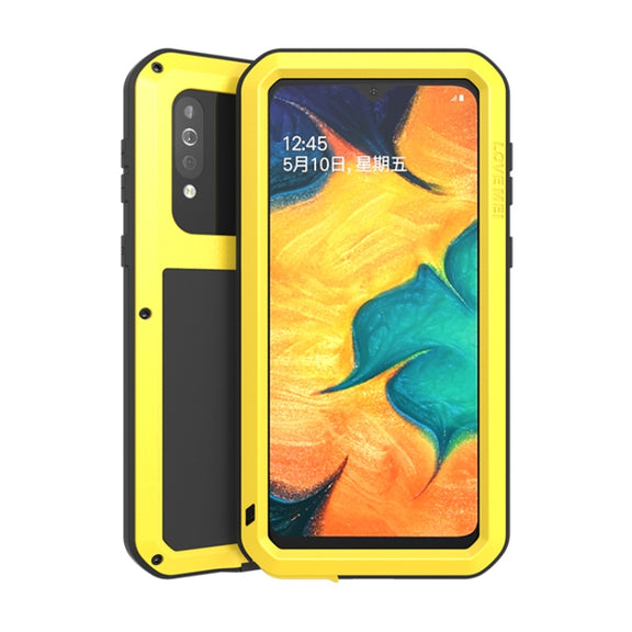 For Galaxy A40s LOVE MEI Metal Shockproof Water-resistant Dustproof Protective Case(Yellow)