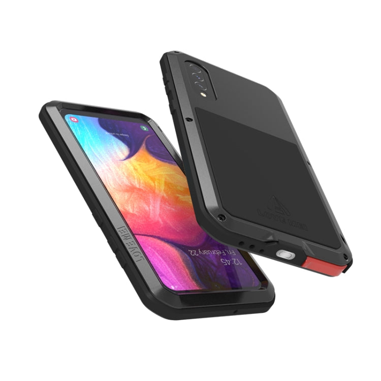 For Galaxy A50 LOVE MEI Metal Shockproof Water-resistant Dustproof Protective Case(Silver)