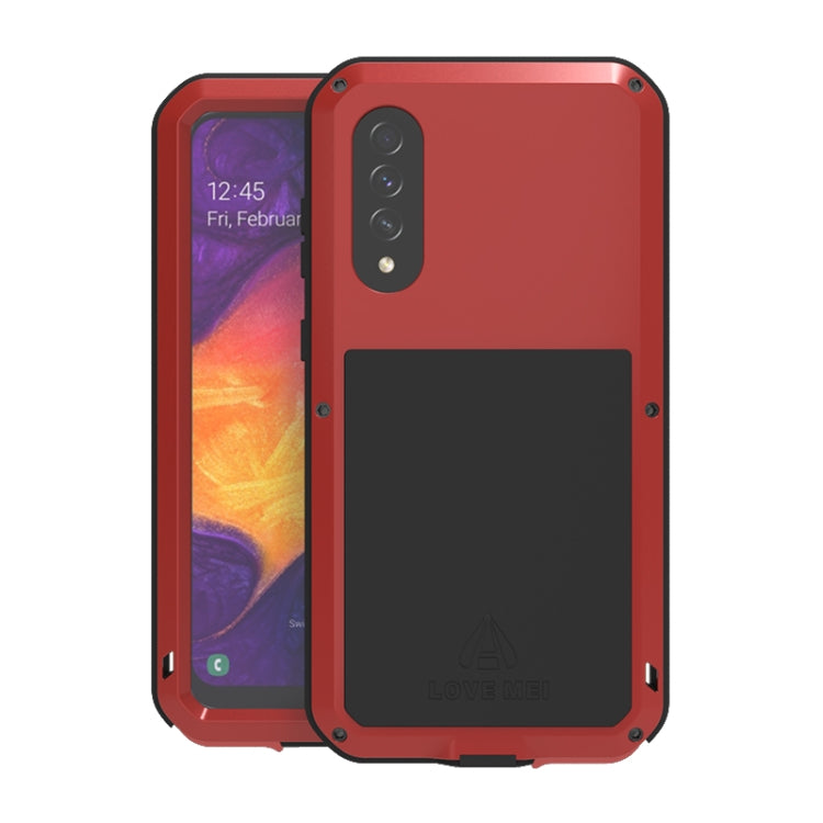 For Galaxy A50 LOVE MEI Metal Shockproof Water-resistant Dustproof Protective Case(Red)