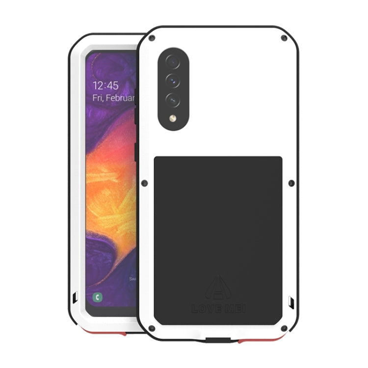 For Galaxy A50 LOVE MEI Metal Shockproof Water-resistant Dustproof Protective Case(White)
