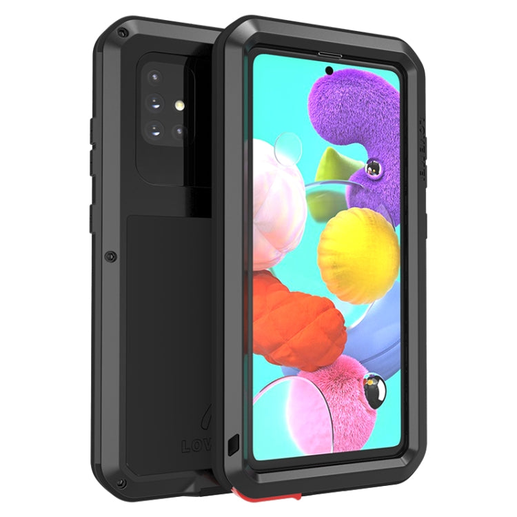 For Galaxy A51 LOVE MEI Metal Shockproof Water-resistant Dustproof Protective Case(Black)