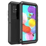 For Galaxy A51 LOVE MEI Metal Shockproof Water-resistant Dustproof Protective Case(Black)