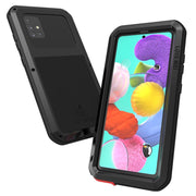 For Galaxy A51 LOVE MEI Metal Shockproof Water-resistant Dustproof Protective Case(Black)