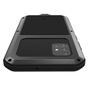 For Galaxy A51 LOVE MEI Metal Shockproof Water-resistant Dustproof Protective Case(Black)