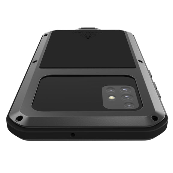 For Galaxy A51 LOVE MEI Metal Shockproof Water-resistant Dustproof Protective Case(Black)