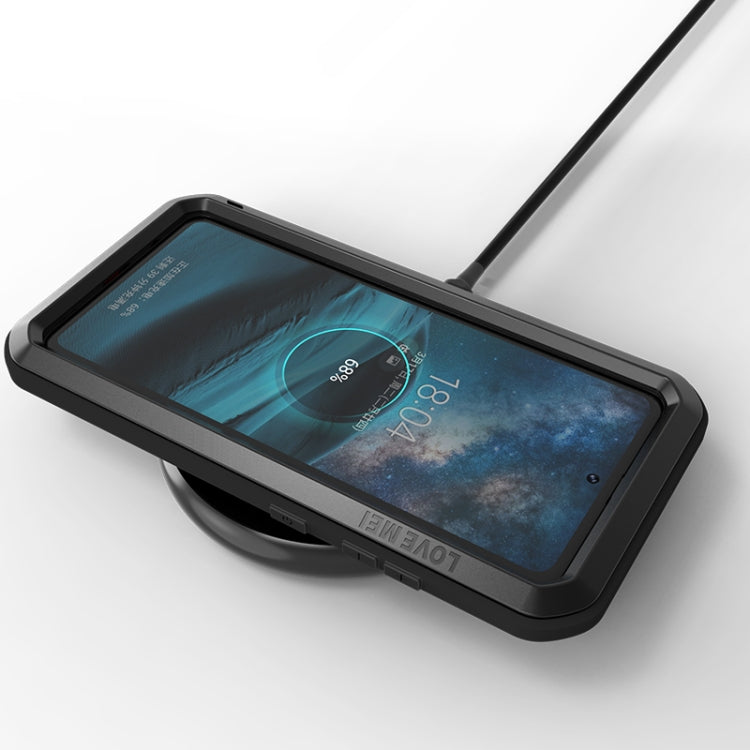 For Galaxy A51 LOVE MEI Metal Shockproof Water-resistant Dustproof Protective Case(Black)