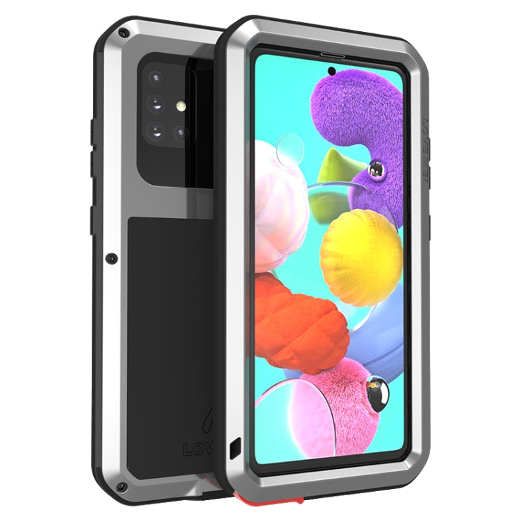 For Galaxy A51 LOVE MEI Metal Shockproof Water-resistant Dustproof Protective Case(Silver)