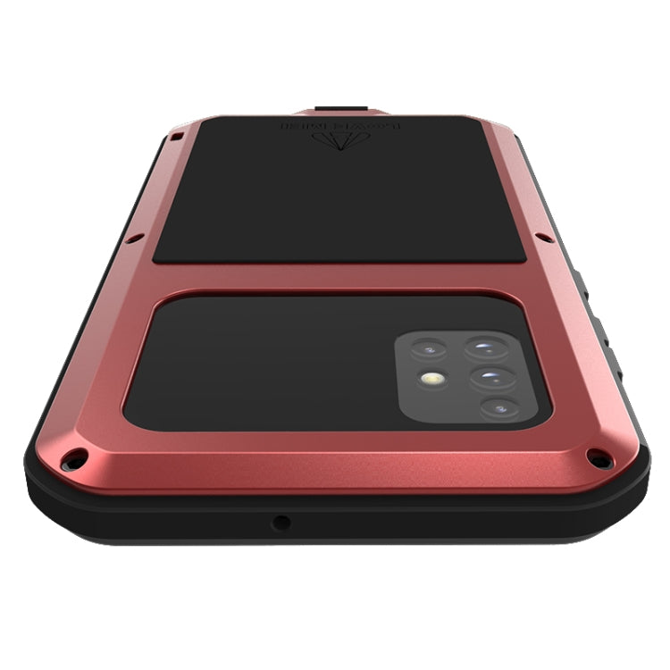 For Galaxy A51 LOVE MEI Metal Shockproof Water-resistant Dustproof Protective Case(Red)
